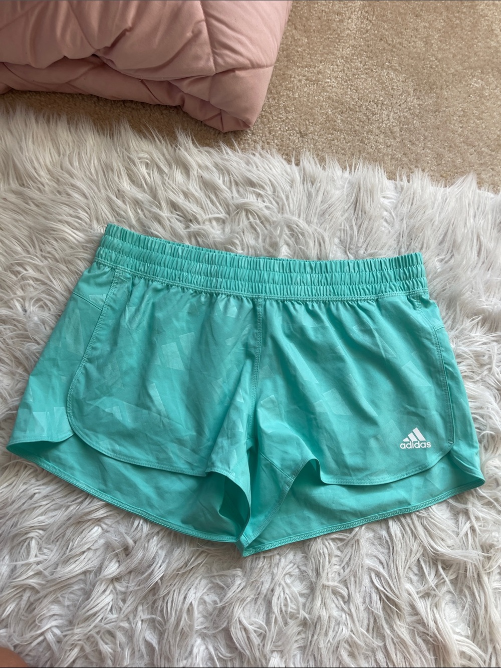 adidas Women's Aqua Green Athletic Running Shorts
